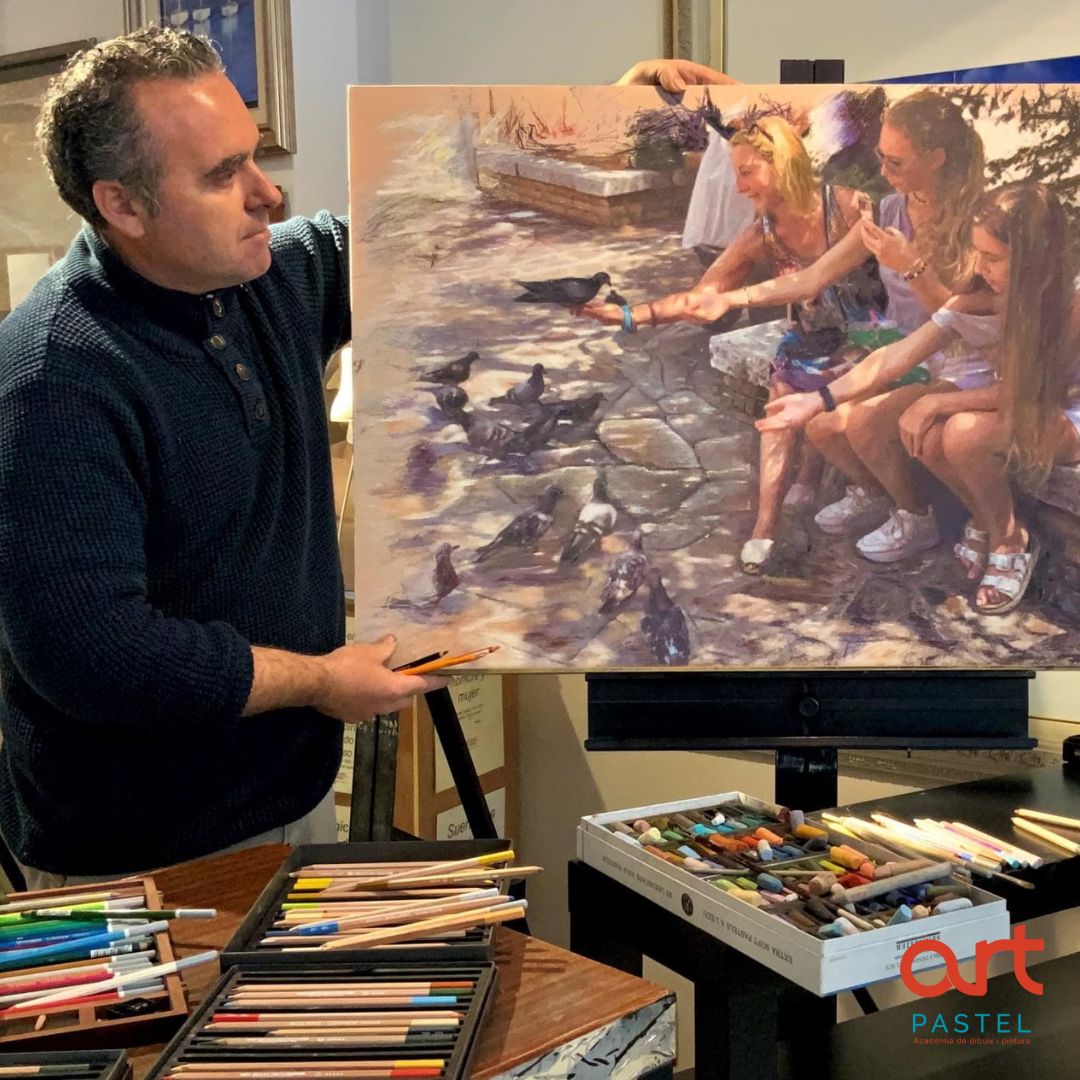 Terminando una obra con la técnica del pastel